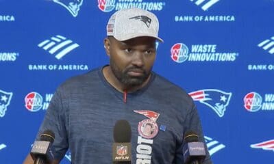 New England Patriots head coach meets with the media following the team's 28-22 loss to the Los Angeles Rams in Week 11 of the 2024 NFL season.